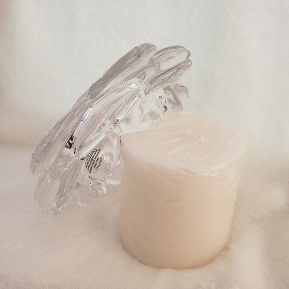 New Godinger Shannon Bohemian Crystal Lotus Pillar Candle Holder - Picture 4 of 7